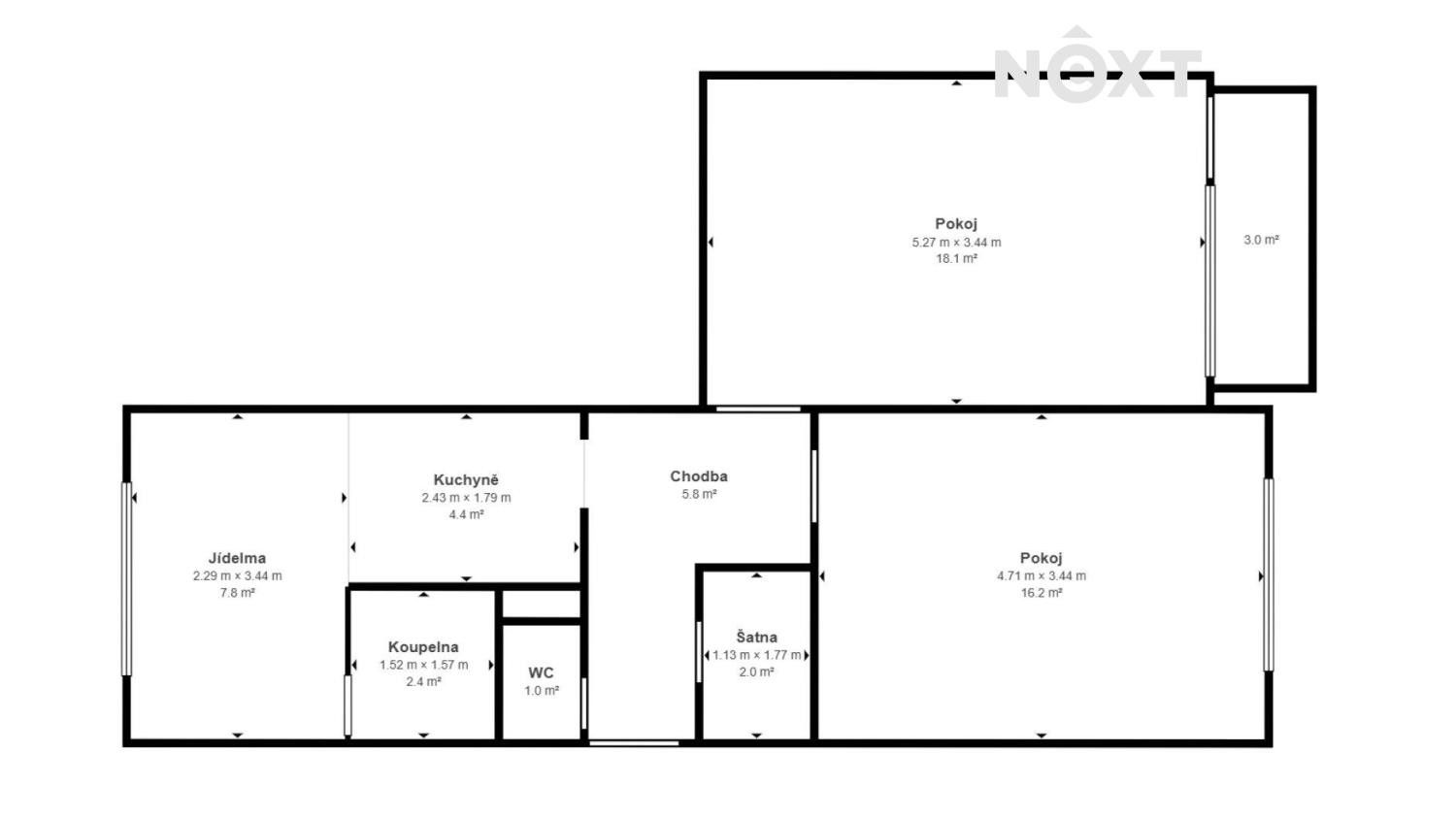 Pronájem byt 2+1 - Nad parkem 380, Meziboří, 61 m² - 5