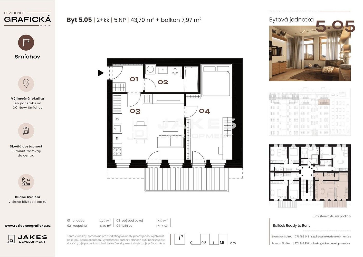 Prodej byt 2+kk - Grafická, Praha 5 - Smíchov, 44 m² - 2