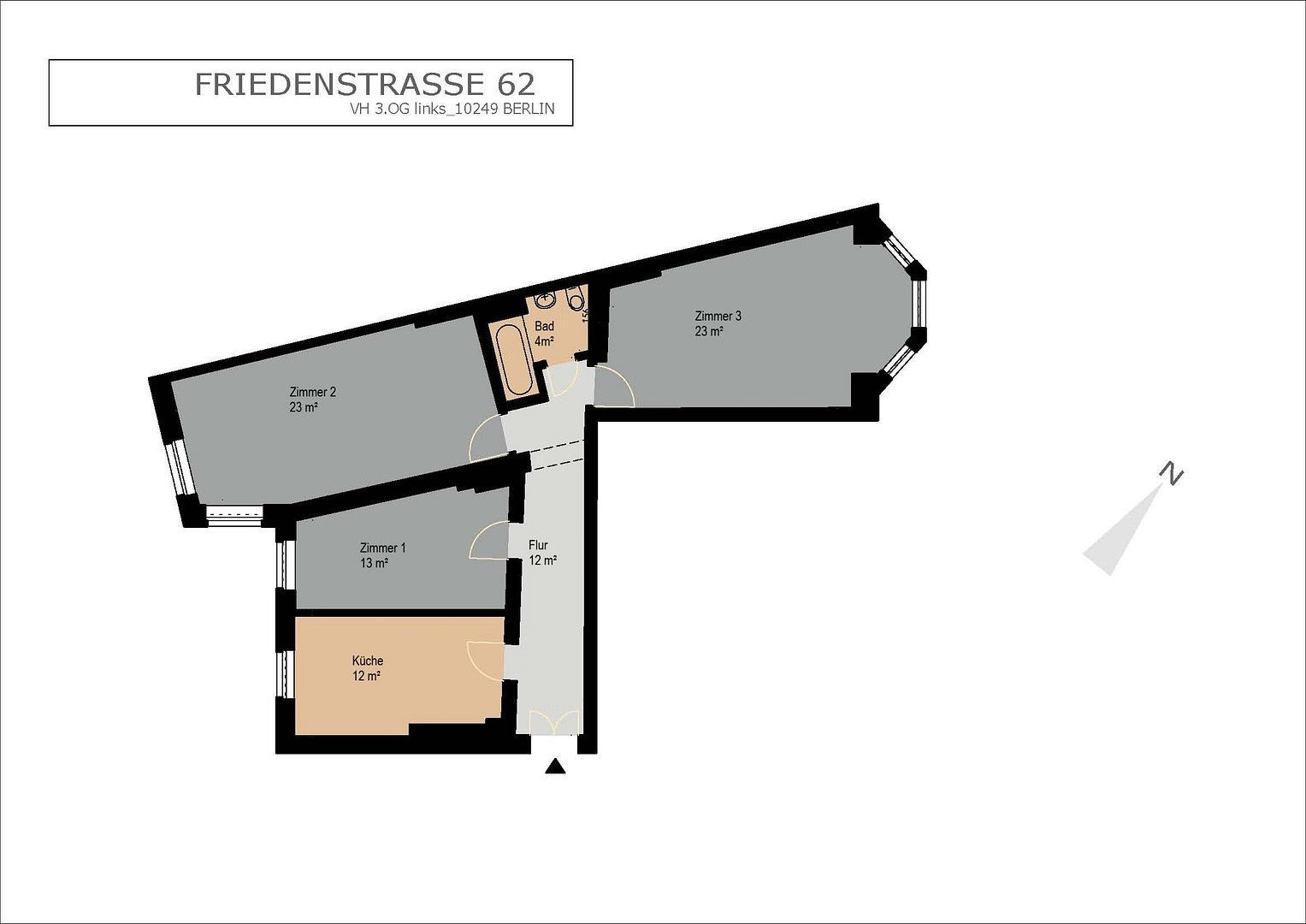 3+1, Berlin Friedrichshain Berlin 10249, 88 m² - 2