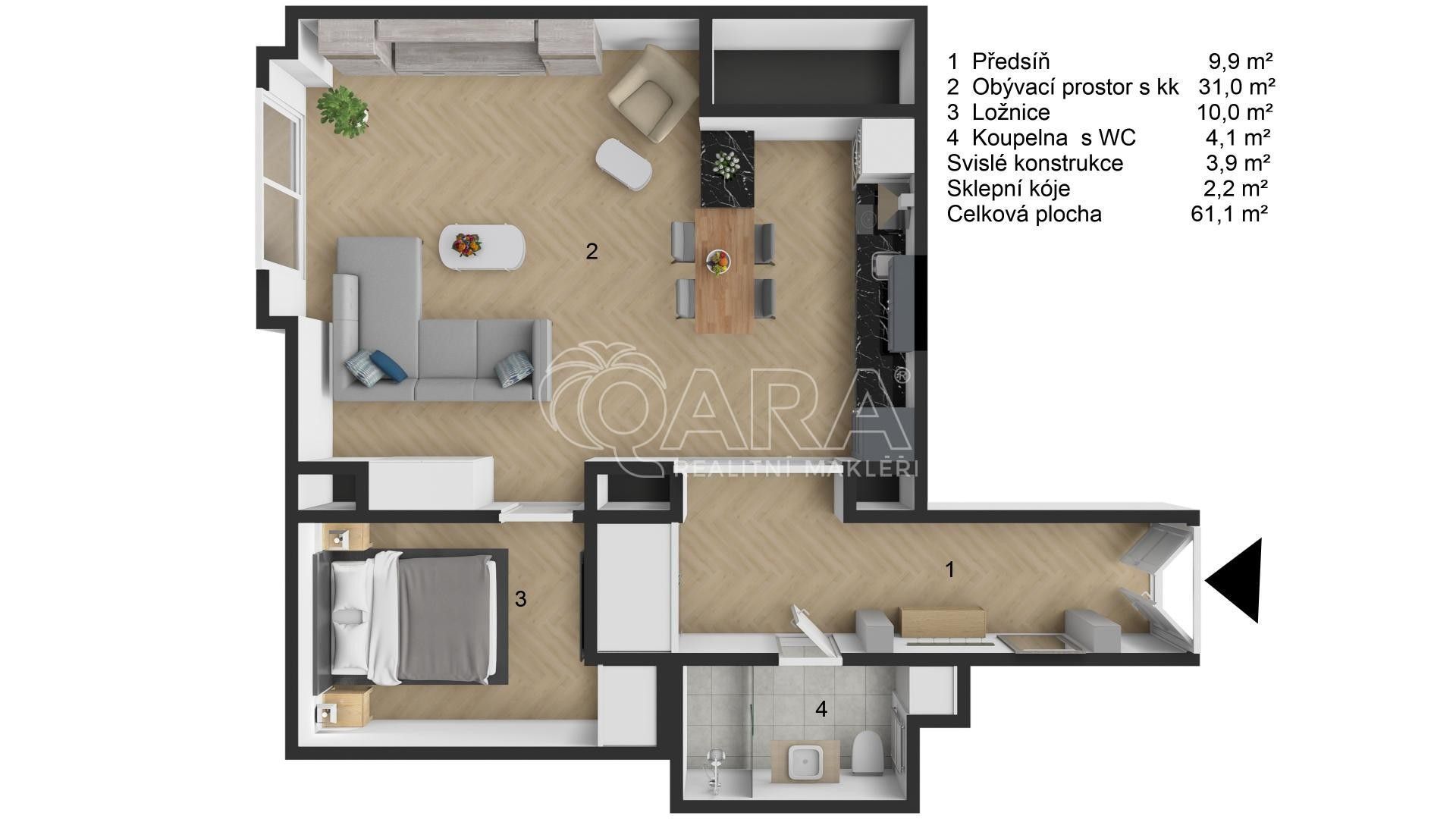 2+kk, Dlážděná  , Praha Nové Město, 61 m² - 2