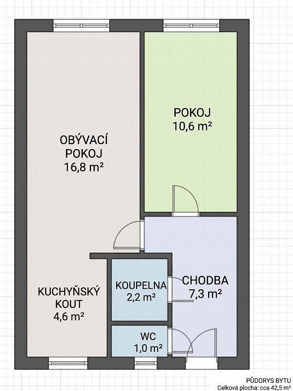 Byt 2+kk · 43 m² · Mělník - 4