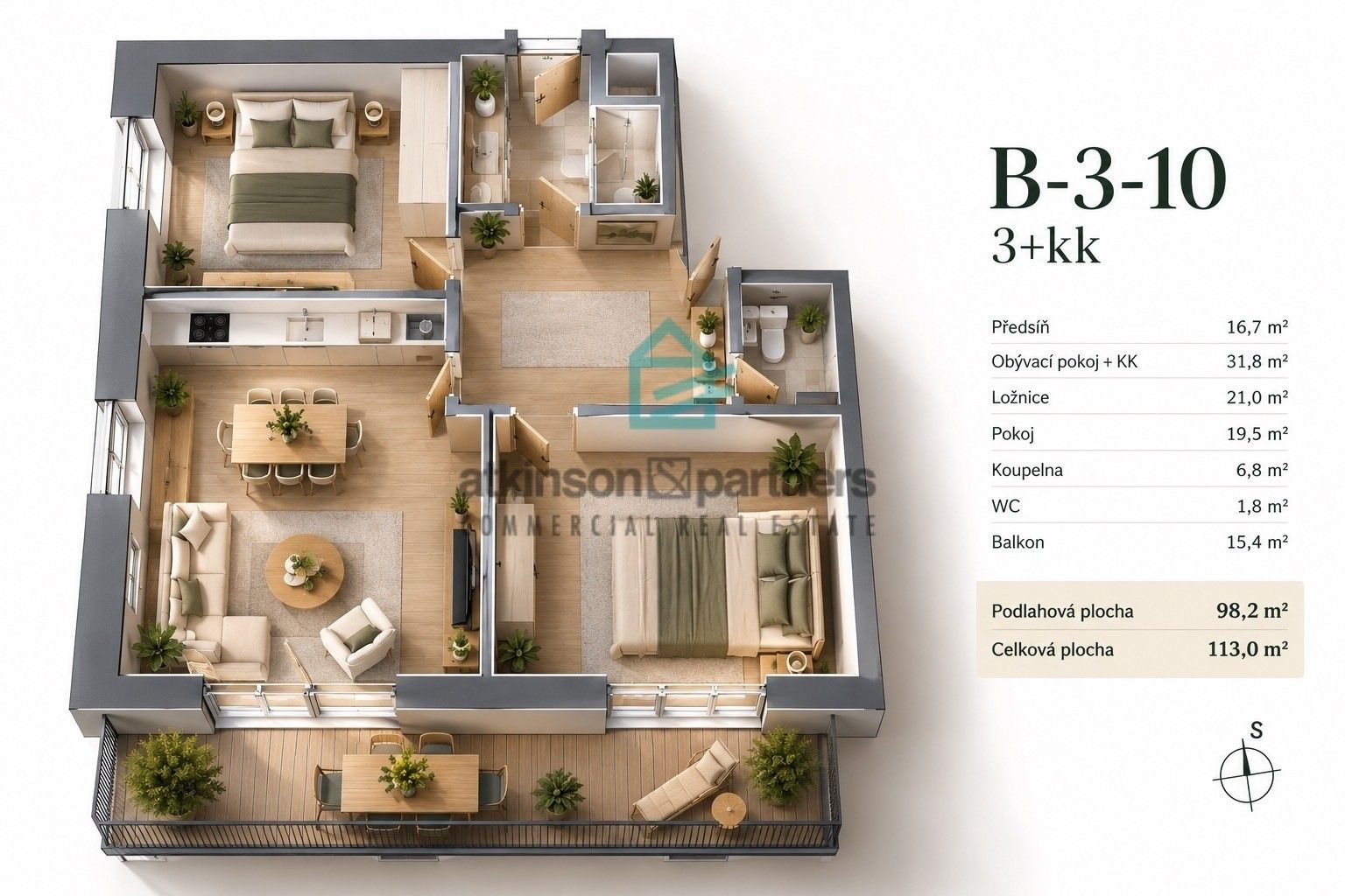 Byt 3+kk · 98 m² · Masarykova, Hluboká nad Vltavou - 3
