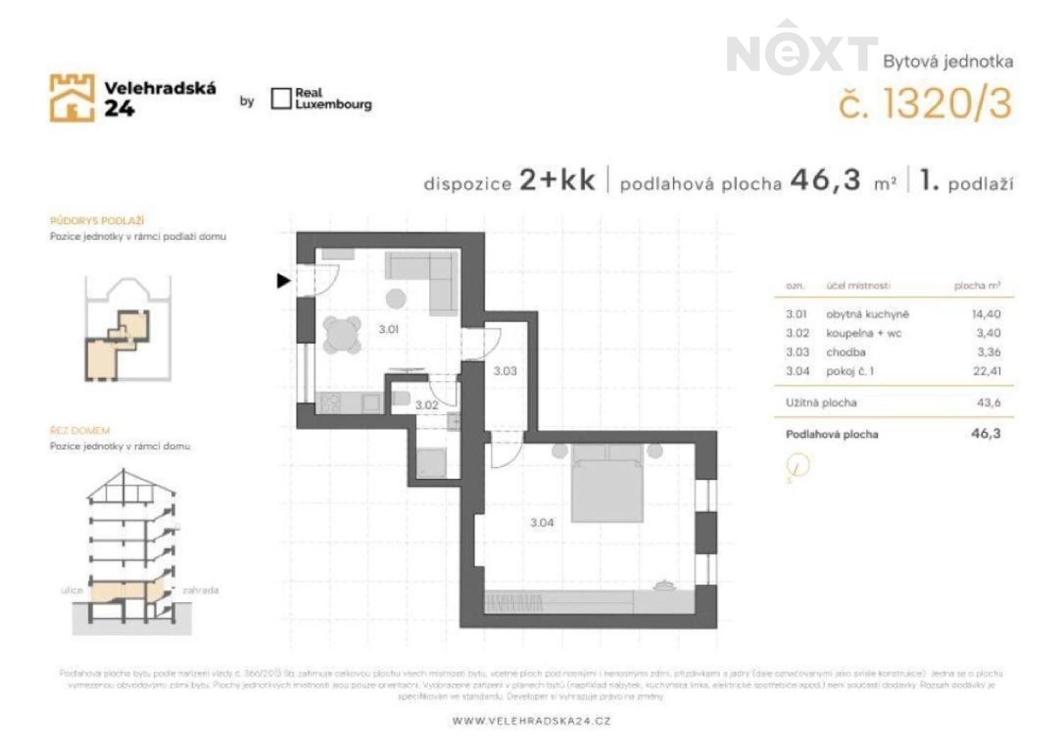 Byt 2+kk · 43 m² · Velehradská 1320, Praha Vinohrady - 4
