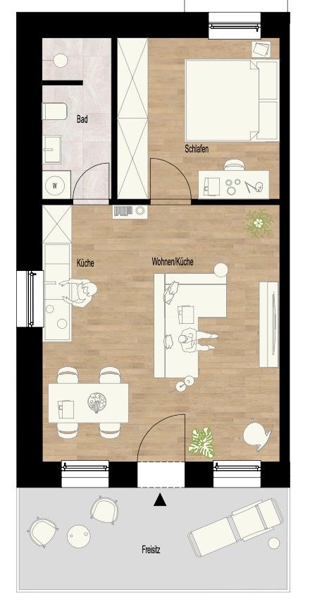 2+1, Bahnhofstrasse 52, , Hessen, 47 m² - 1
