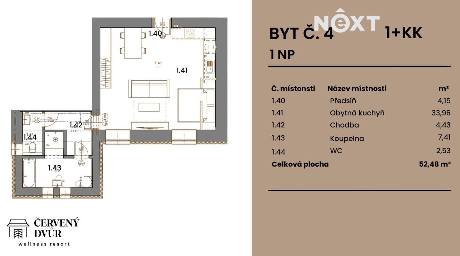 Prodej byt 1+kk - Výzkumníků, Rapotín, 52 m²