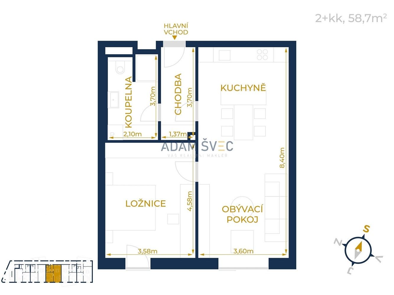 2+kk, Olomouc - Hodolany, Olomoucký kraj, 59 m² - 1