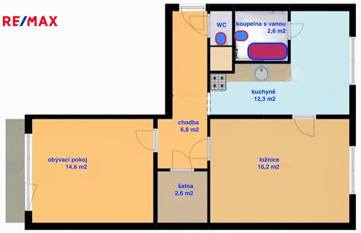 Prodej byt 2+1 - Sadová, Adamov, 60 m²