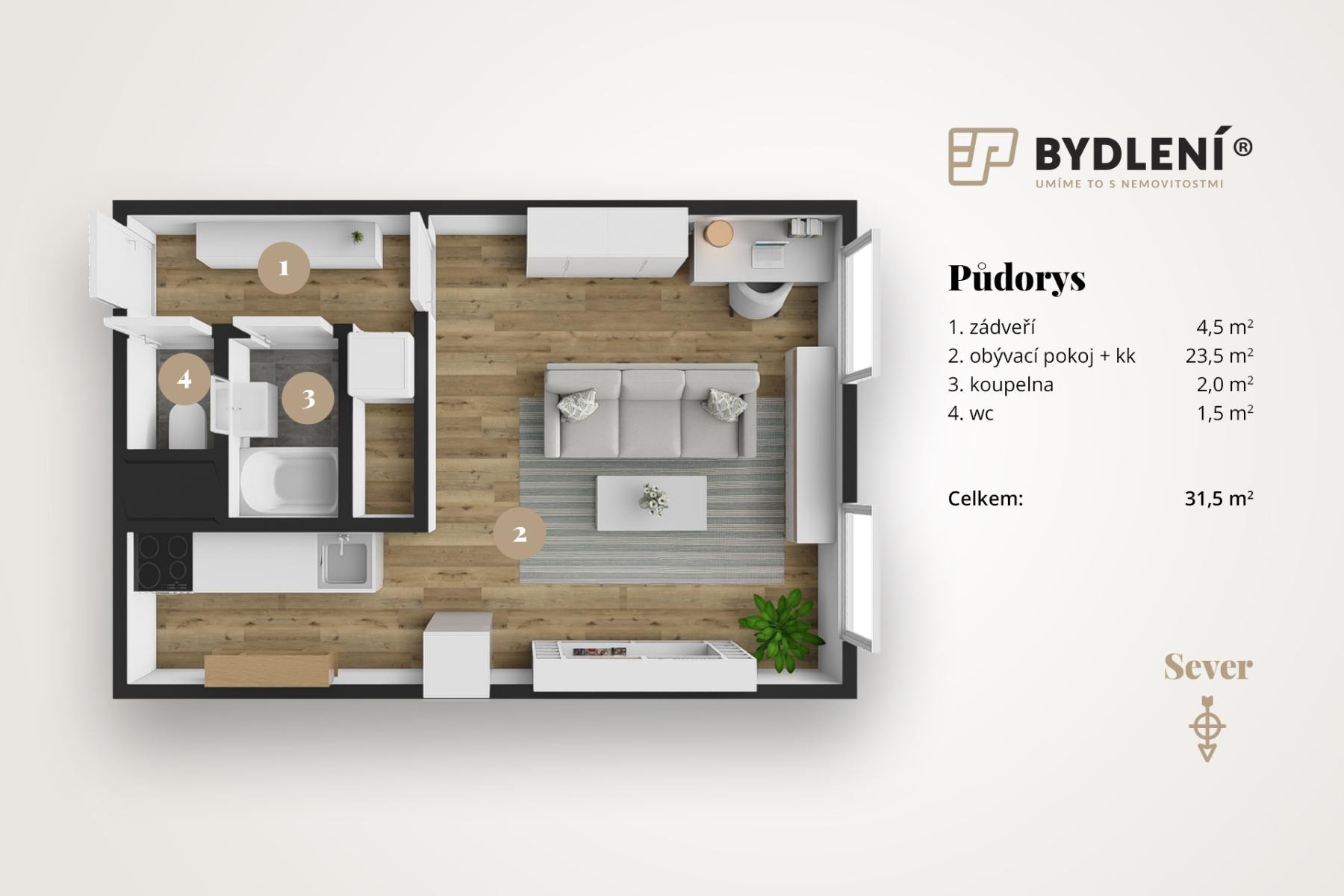 Prodej byt 1+kk - Unčínská, Teplice Trnovany, 31 m² - 2