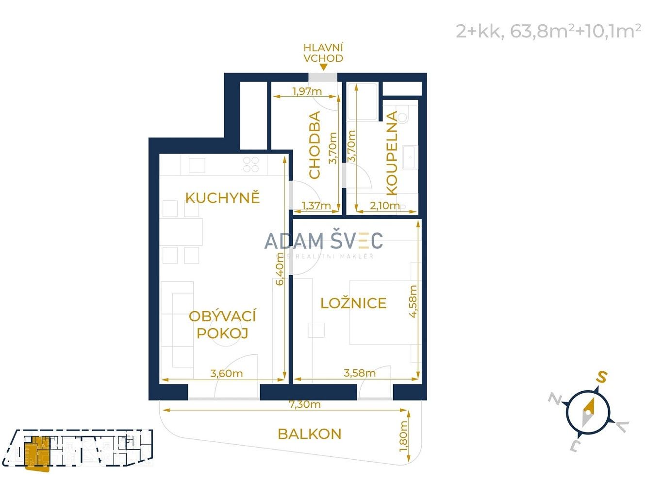 2+kk, Olomouc - Hodolany, Olomoucký kraj, 64 m² - 1