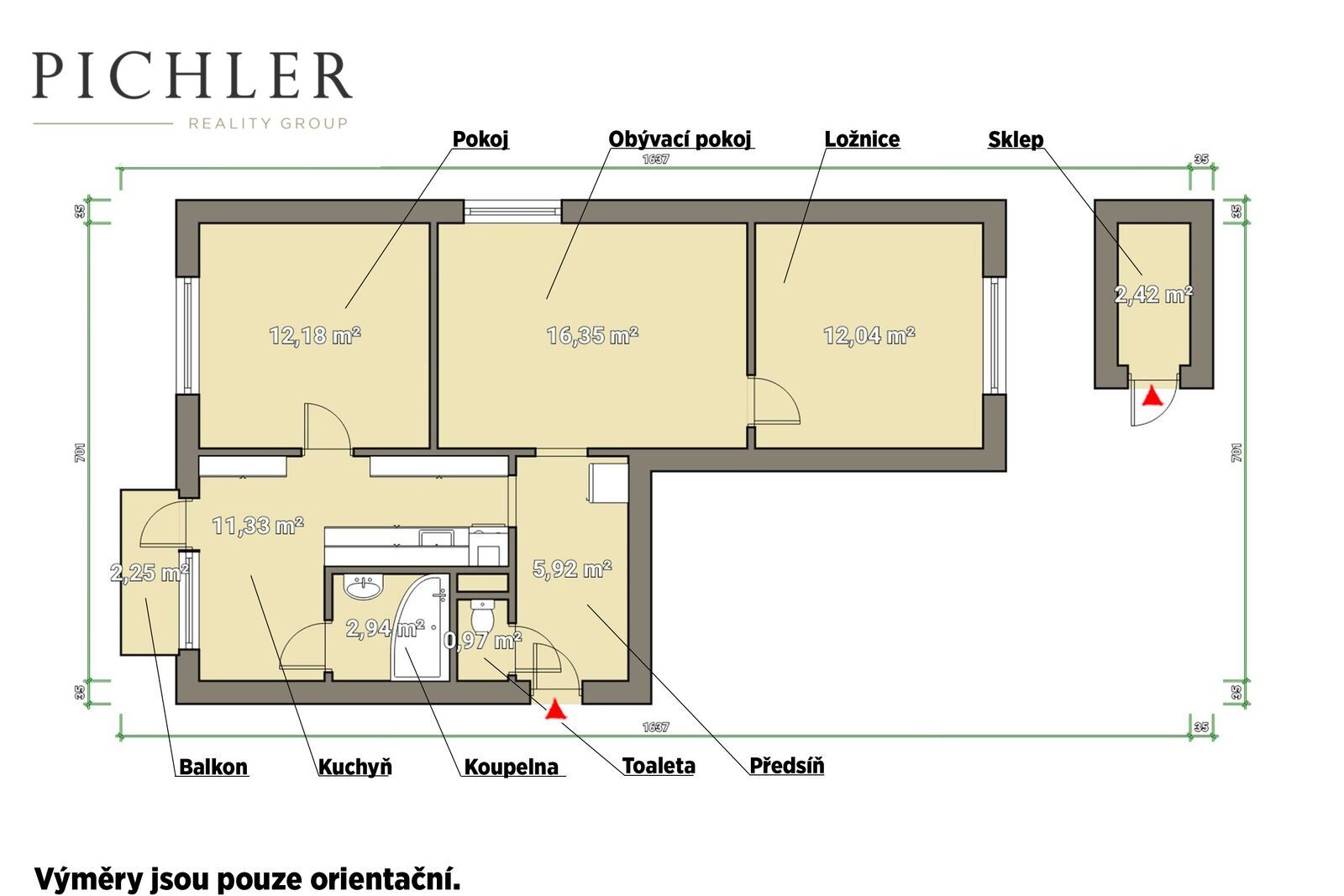 Prodej byt 3+1 - Na Vyhlídce, Kaplice, 67 m² - 2