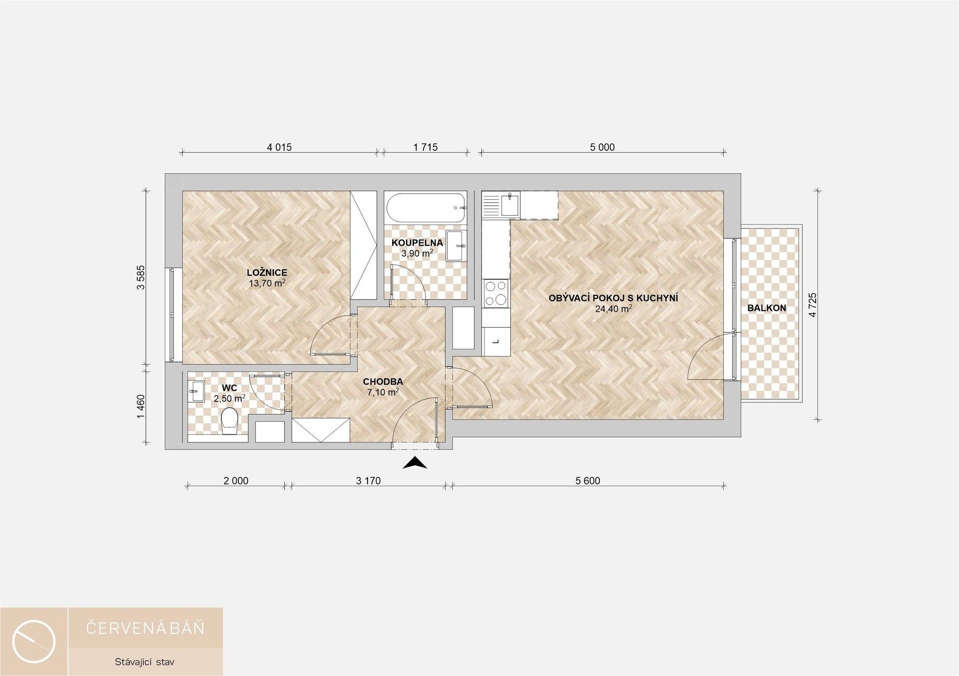 Pronájem byt 2+kk - Červená báň,Libeň,Praha, 55 m²