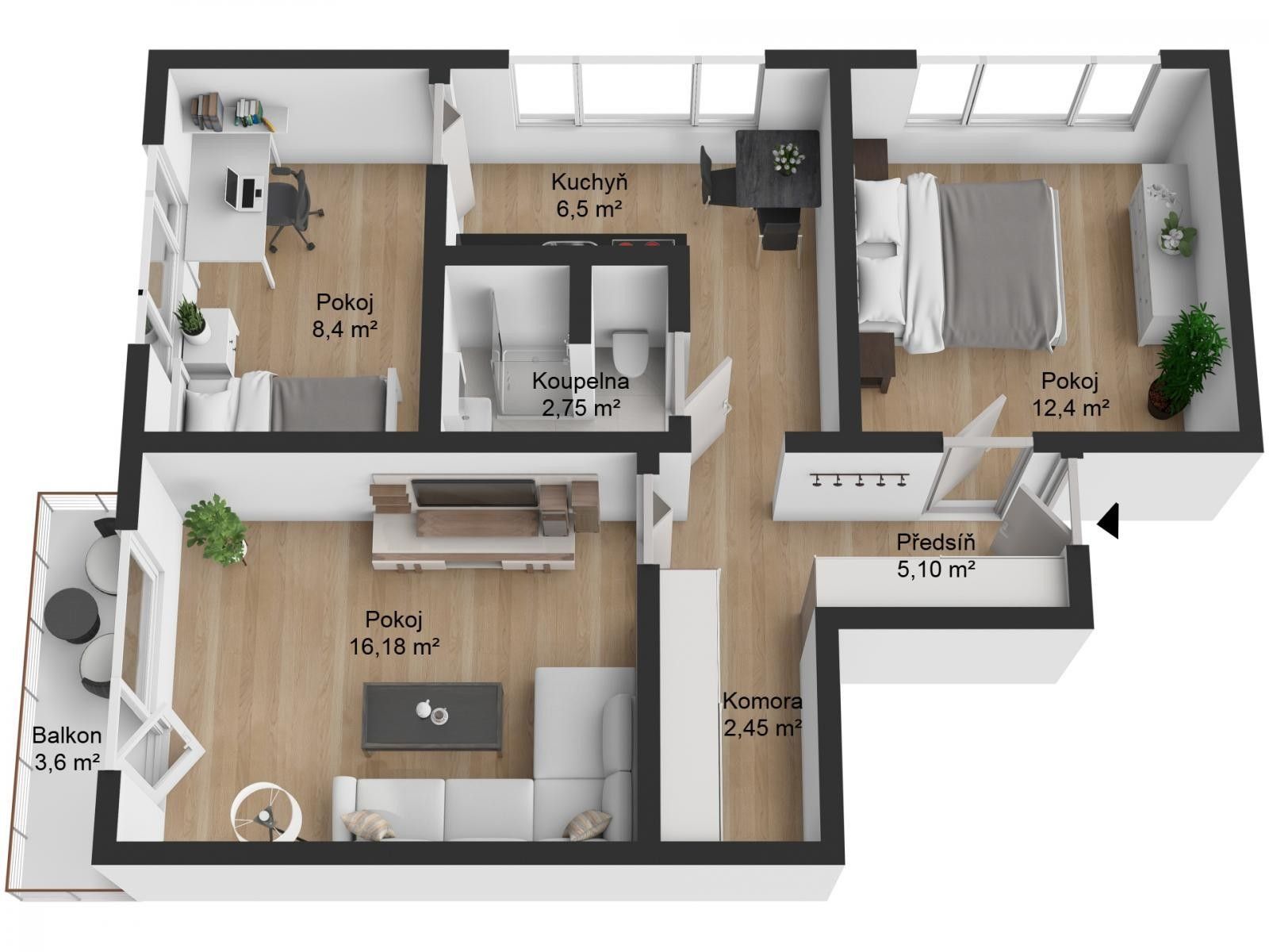 Byt 3+1 · 54 m² · náměstí Tomáše Bati  , Sezimovo Ústí - 4