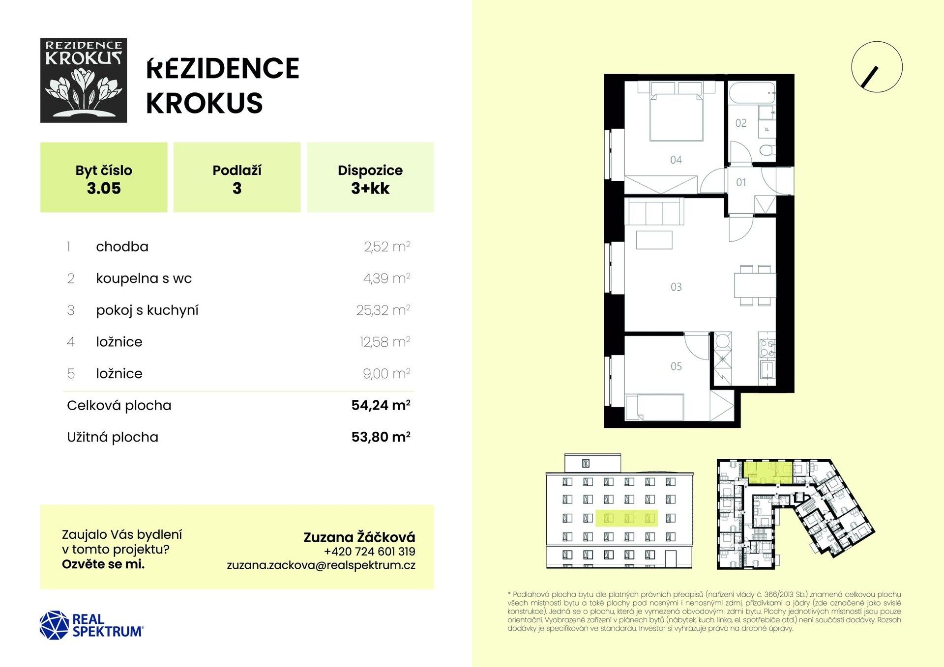 Byt 3+kk, 54 m²
