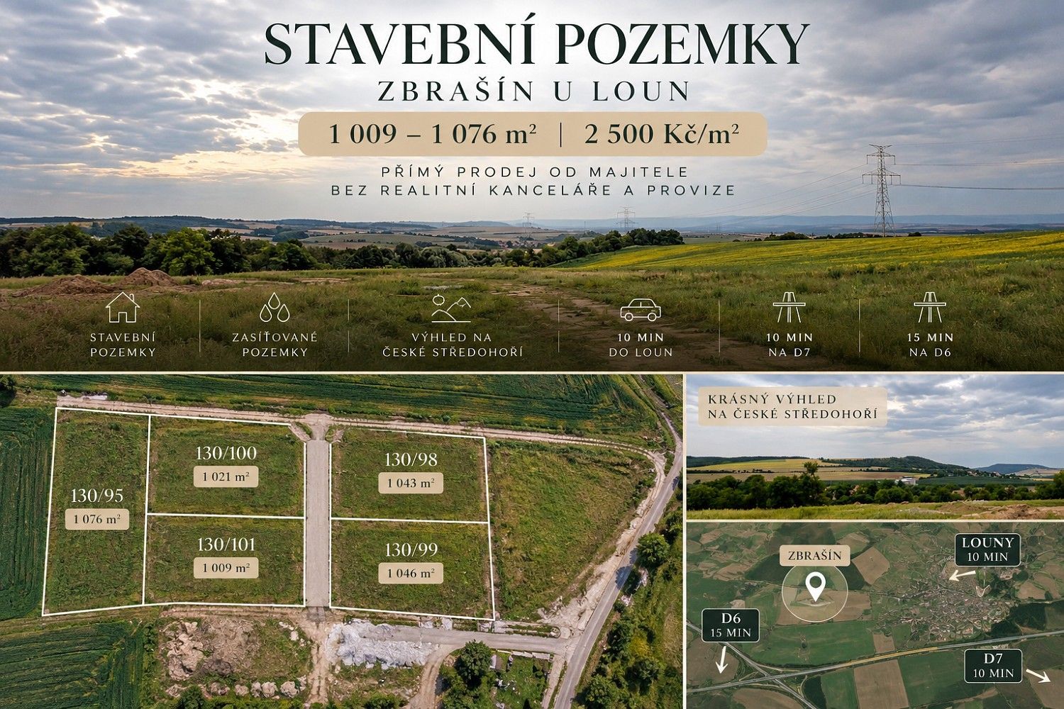 Pozemky pro bydlení, Zbrašín, okres Louny - 1