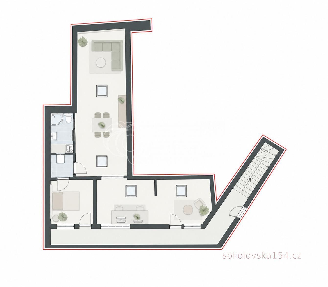 Byt 3+kk · 112 m² · Sokolovská, Praha - 4