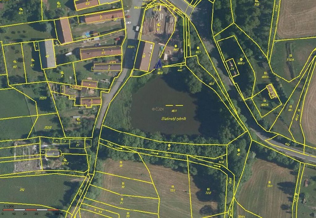 Prodej rybník - Slatina, Chudenice, 7 691 m²