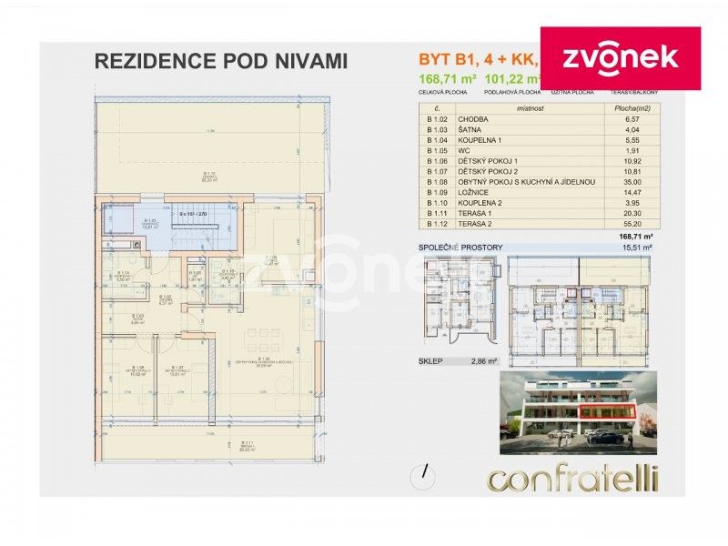 Prodej byt 4+kk - Pod Nivami, Zlín, 93 m²