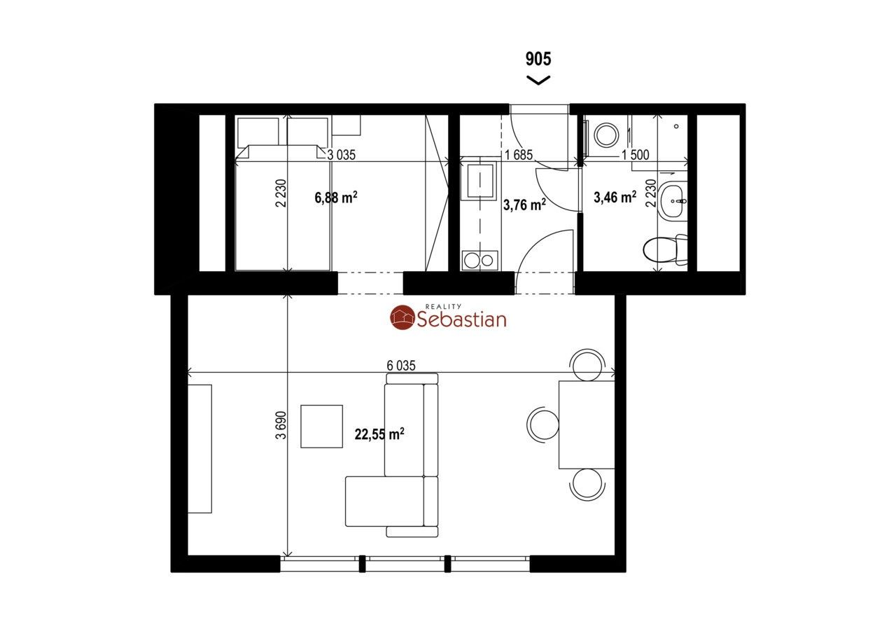 Pronájem byt 1+1 - Antonína Sochora, Teplice, 36 m²
