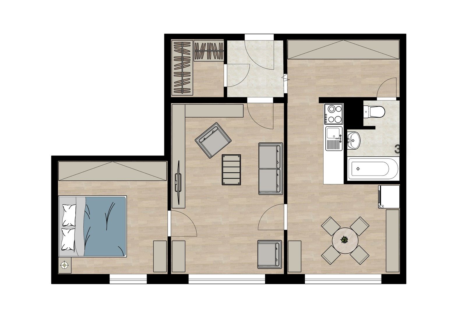 Byt 2+1 · 62 m² · Větrná 827, České Budějovice 2 - 4