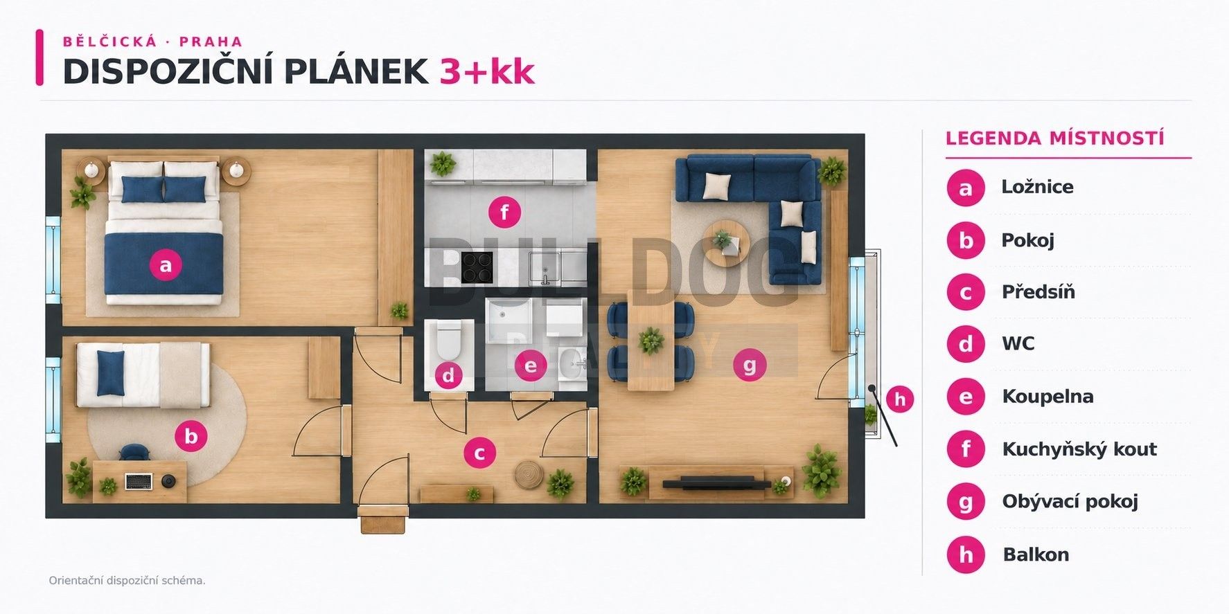 Byt 3+kk · 54 m² · Bělčická, Praha - 3