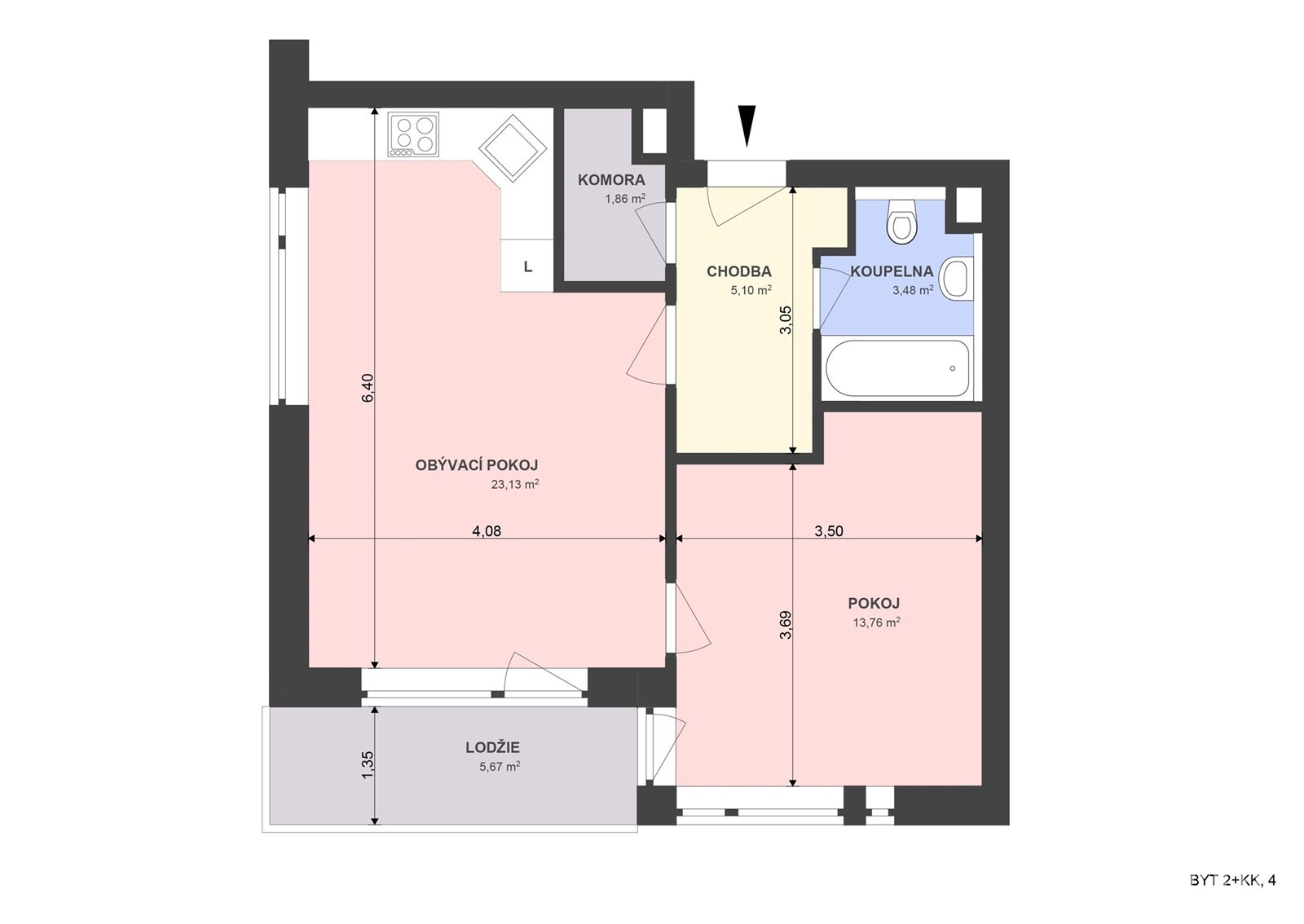 Byt 2+kk · 53 m² · Antonína Petrofa, Hradec Králové - 3
