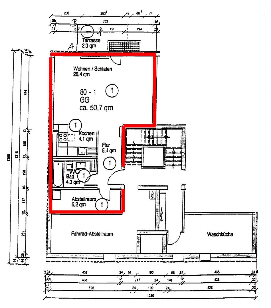 1+kk, Augustenstrasse 80 Stuttgart West Baden-Württemberg 70178, 51 m² - 1