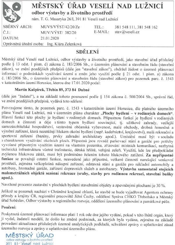 Pozemek pro bydlení · Veselí nad Lužnicí, 391 81 - 3