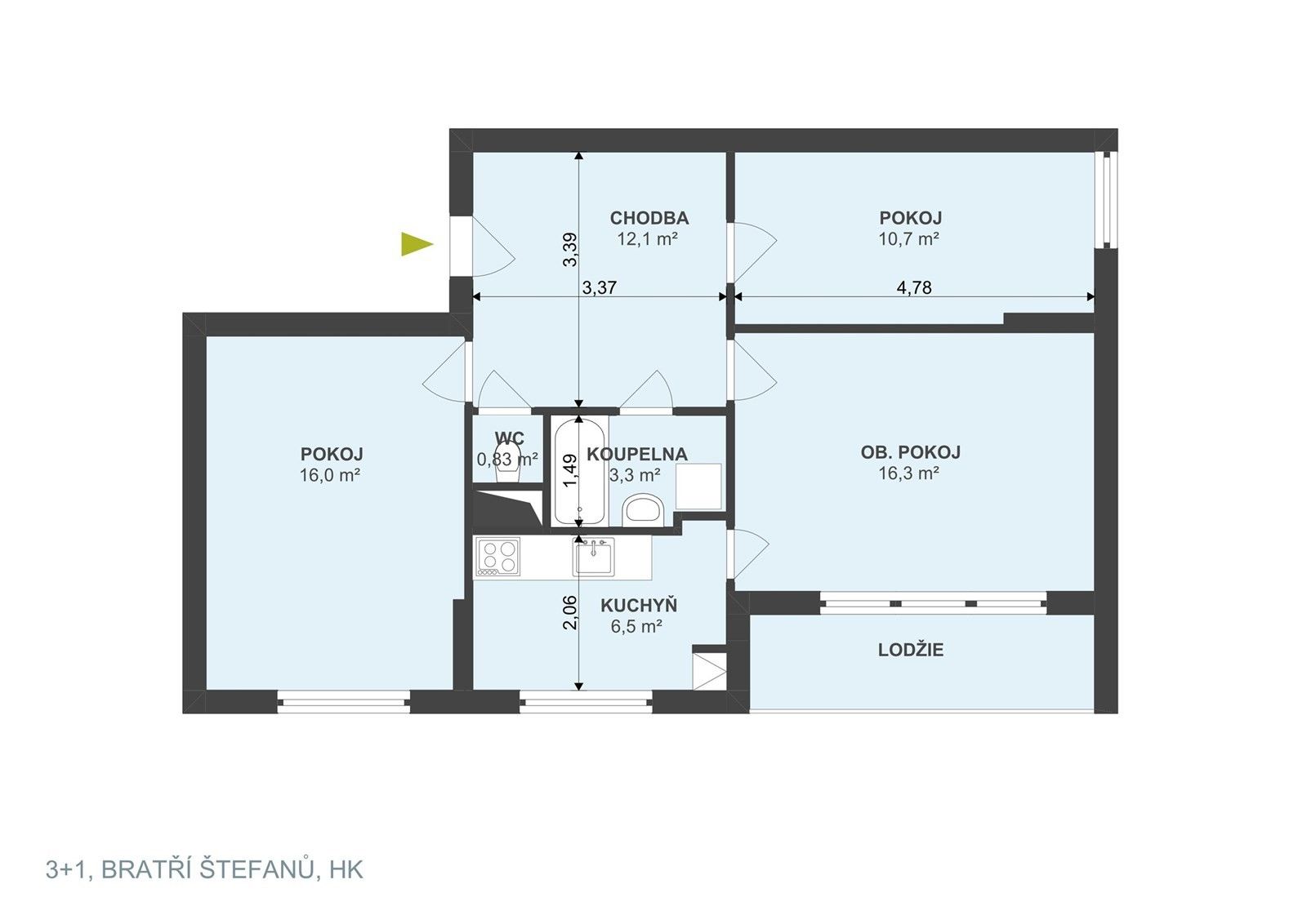 3+1, Bratří Štefanů 805, Hradec Králové Slezské Předměstí, 69 m² - 2