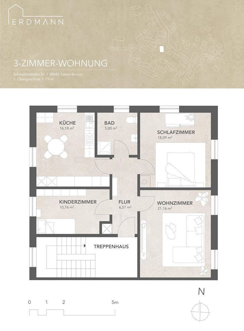 3+1, Schwedenstraße 31, , Bádensko-Württembersko, 79 m² - 1