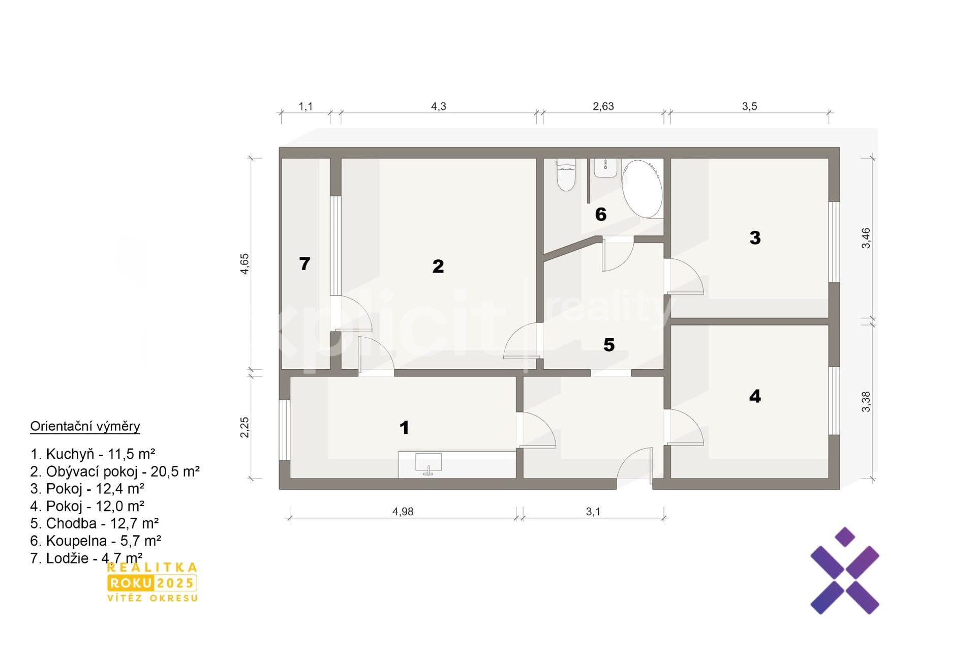 Byt 3+1 · 75 m² · Obvodová, Ústí nad Labem - 3