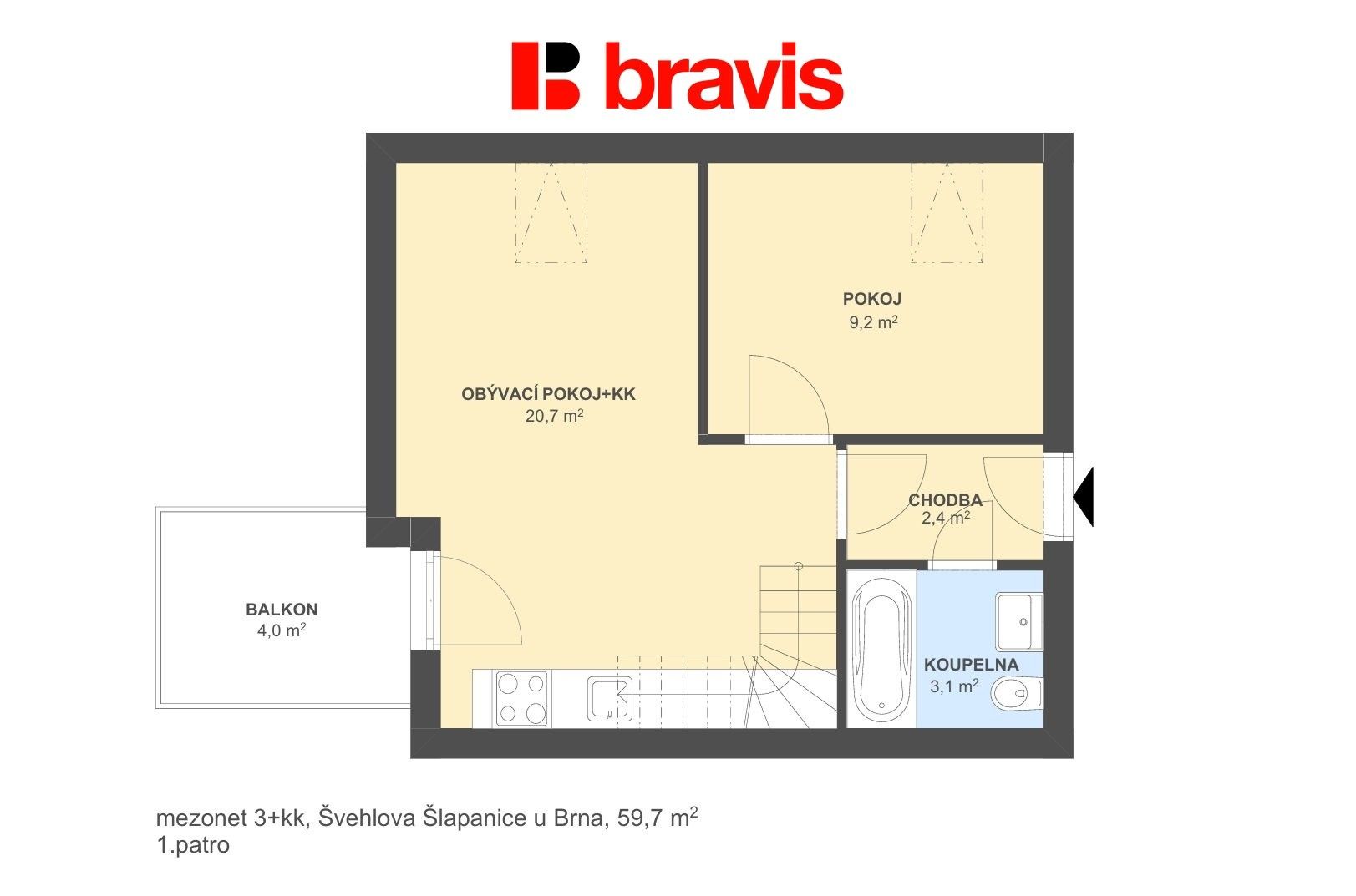 Prodej byt 3+kk - Švehlova 1762, Šlapanice, 60 m² - 5