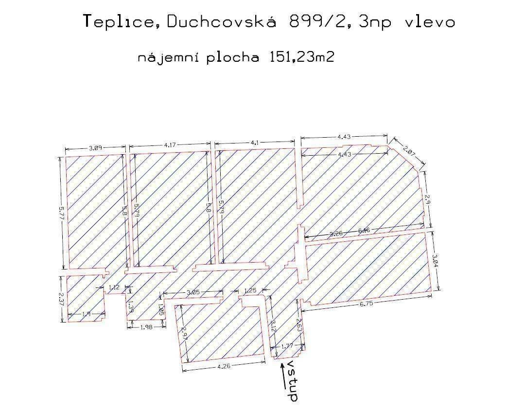 Pronájem kancelář - Duchcovská, Řetenice, Teplice, 151 m²