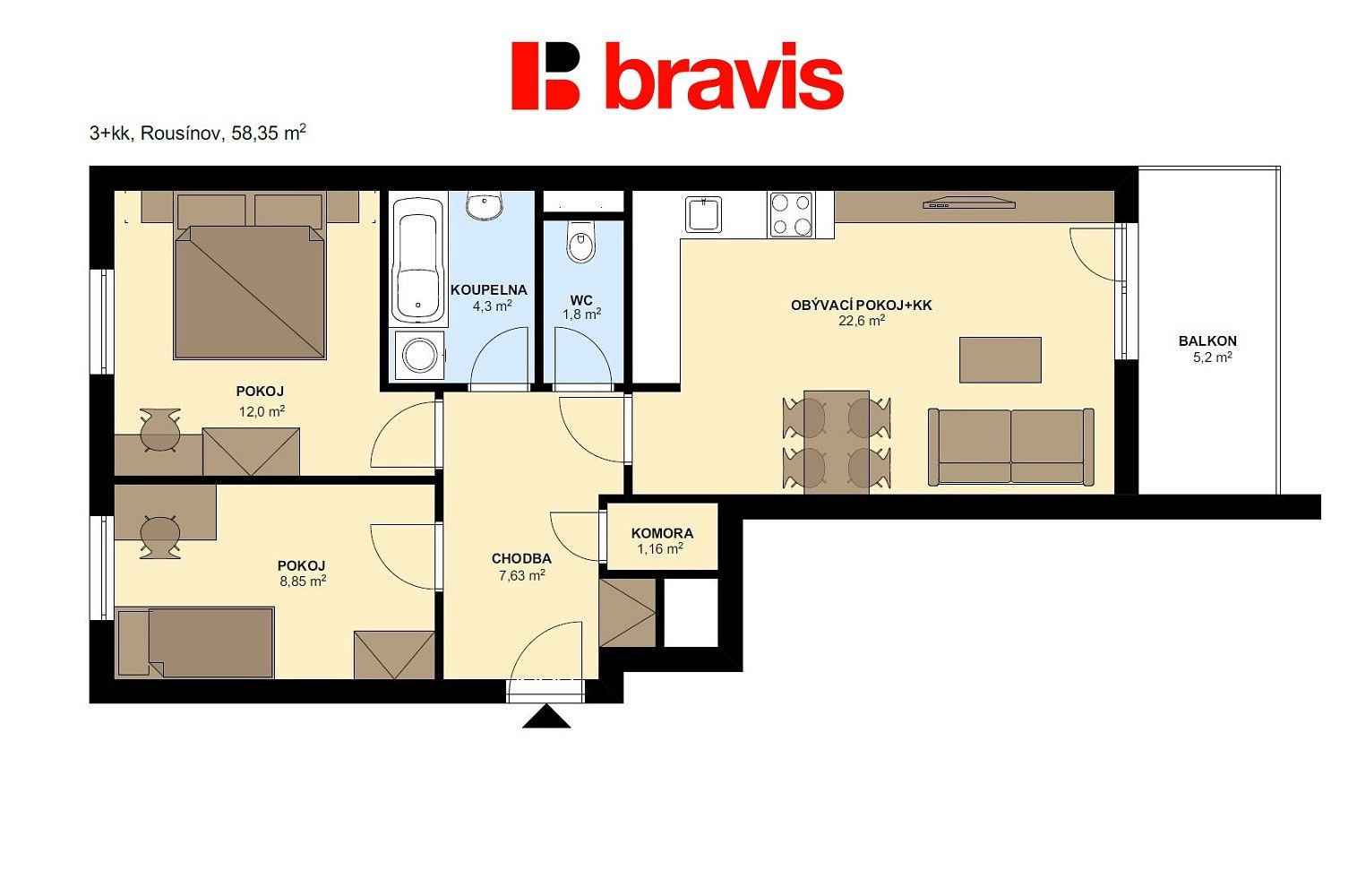 Pronájem byt 3+kk - Zahradní, Rousínov, okres Vyškov, 71 m² - 5
