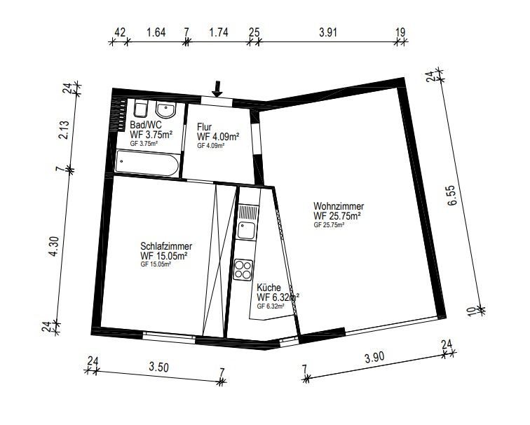 2+1, Falkenstrasse 44 München Au Bayern 81669, 55 m² - 1