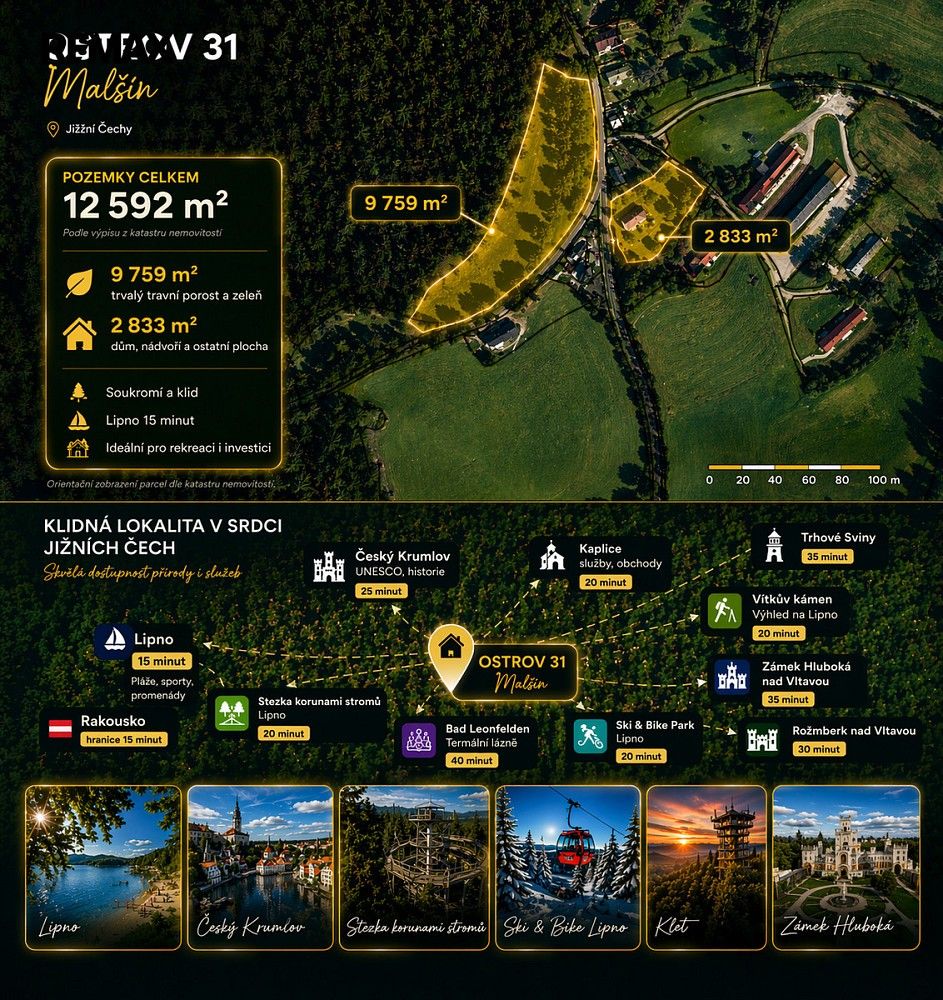 Chalupy, Malšín - Ostrov, okres Český Krumlov, Jihočeský kraj, 209 m² - 2