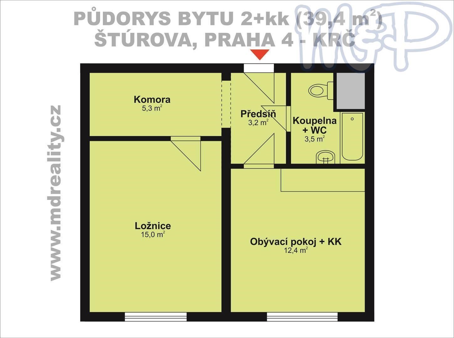 Prodej byt 2+kk - Štúrova, Krč, Praha, Česko, 43 m²