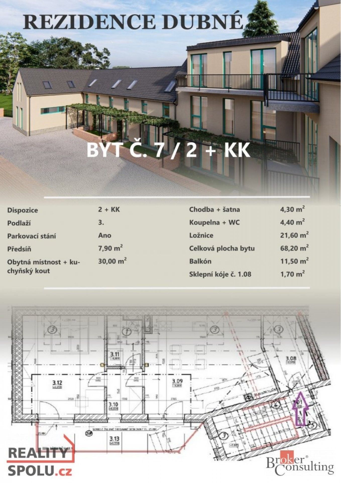 Prodej byt 2+kk - Dubné, 70 m²