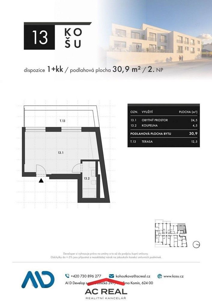 Prodej byt 1+kk - Brno - Horní Heršpice, okres Brno-město, Jihomoravský kraj, 31 m² - 5