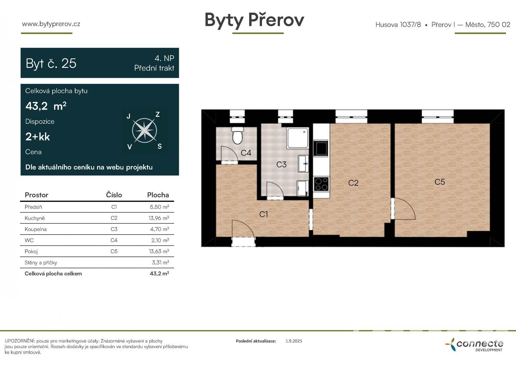 Prodej byt 2+kk - Husova, Přerov I-Město, 43 m² - 5