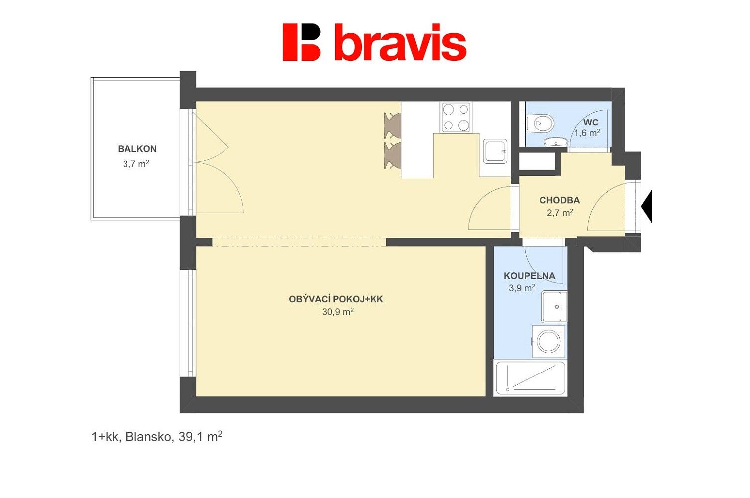 Byt 1+kk · 39 m² · Blansko, Jihomoravský kraj - 3