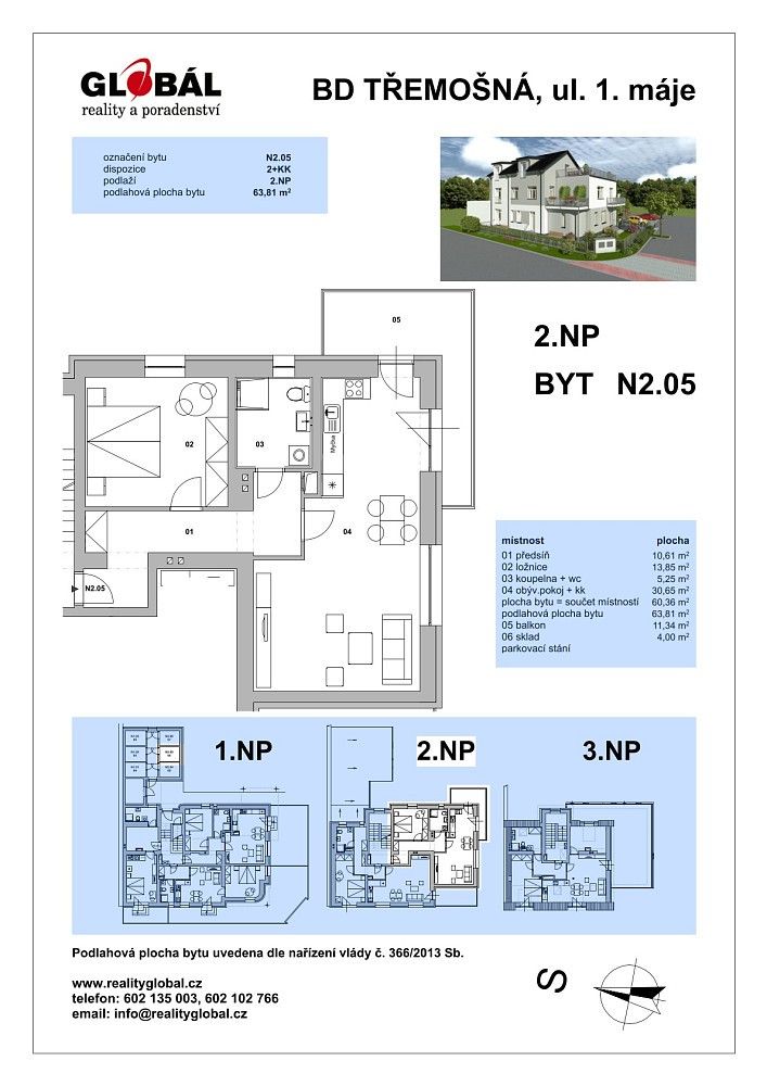 Prodej byt 2+kk - Třemošná, okres Plzeň-sever, Plzeňský kraj, 60,4 m² - 5