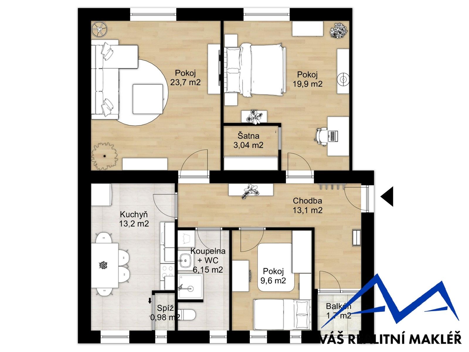 Byt 3+1 · 93 m² · náměstí Msgre Šrámka, Ostrava Moravská Ostrava - 4
