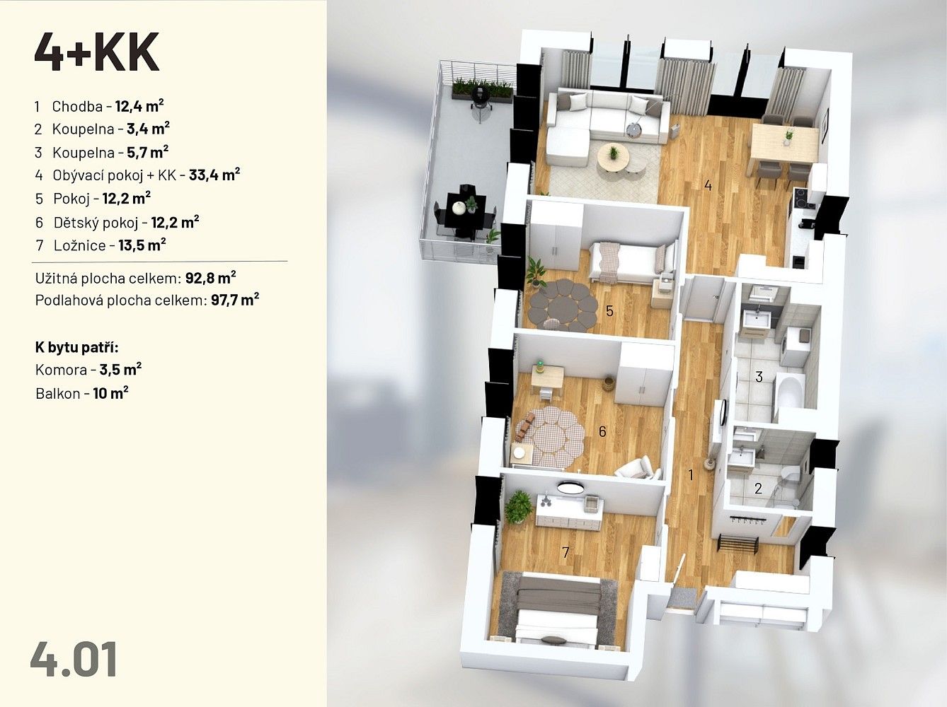 4+kk, České Budějovice - České Budějovice 3, Jihočeský kraj, 98 m² - 2