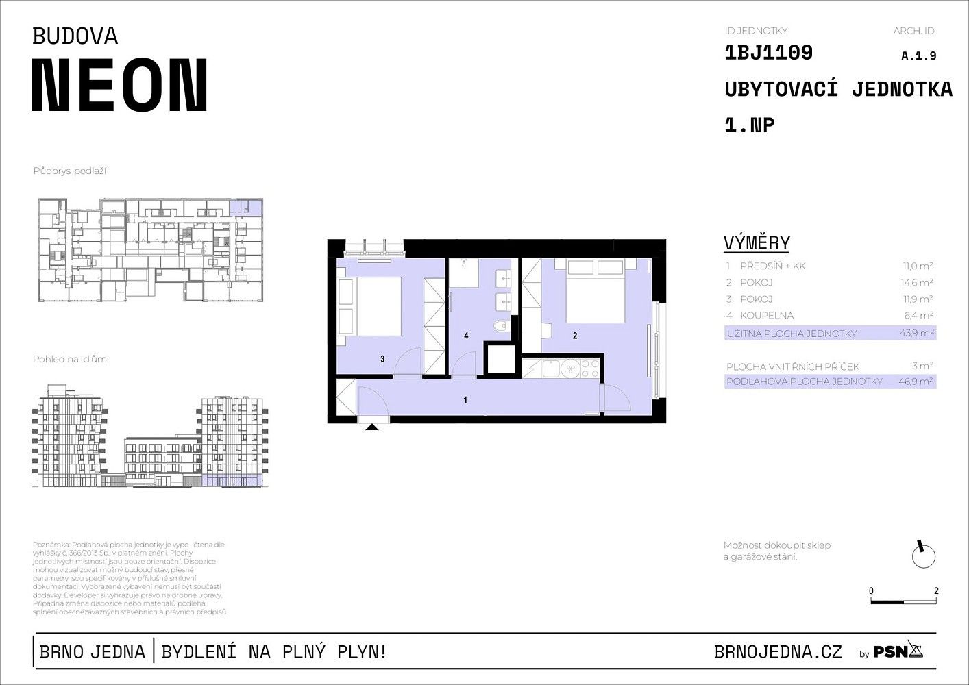 2+1, Brno - Zábrdovice, okres Brno-město, Jihomoravský kraj, 44 m² - 2