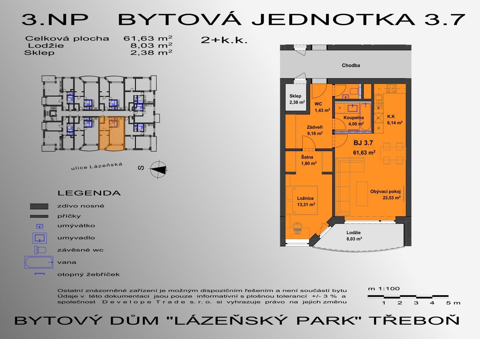 2+kk, Lázeňská, Třeboň Ii, 61 m²