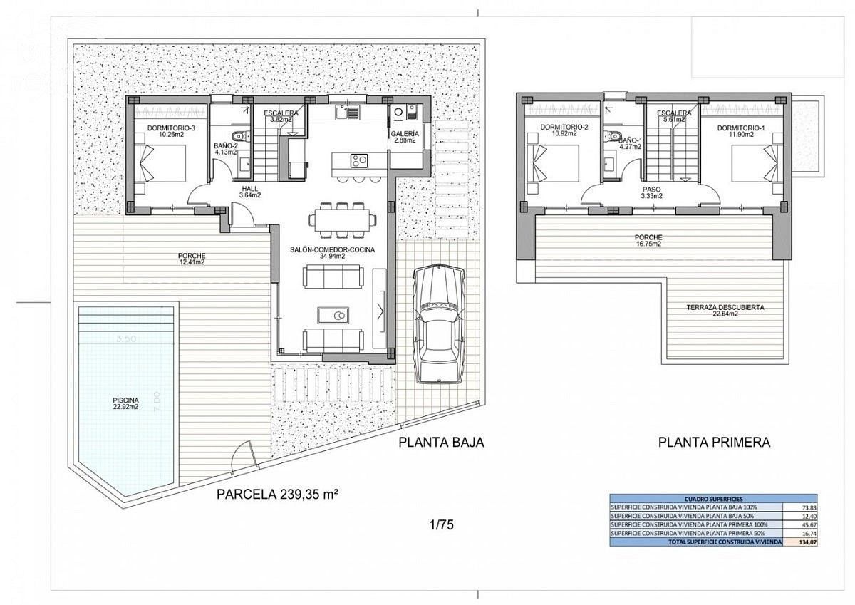 Rodinné domy, Benijofar, Alicante, Španělsko, 134 m² - 2