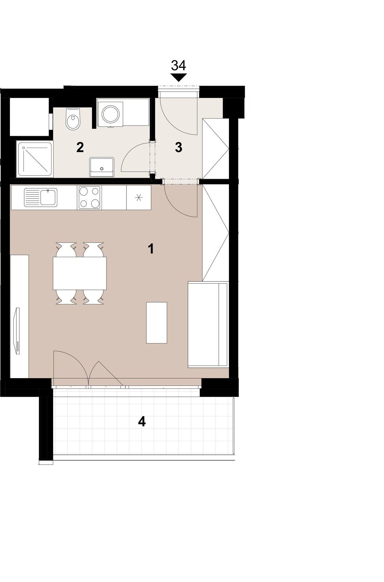 1+kk, Sochorcova,Háje,Praha, 34 m² - 2