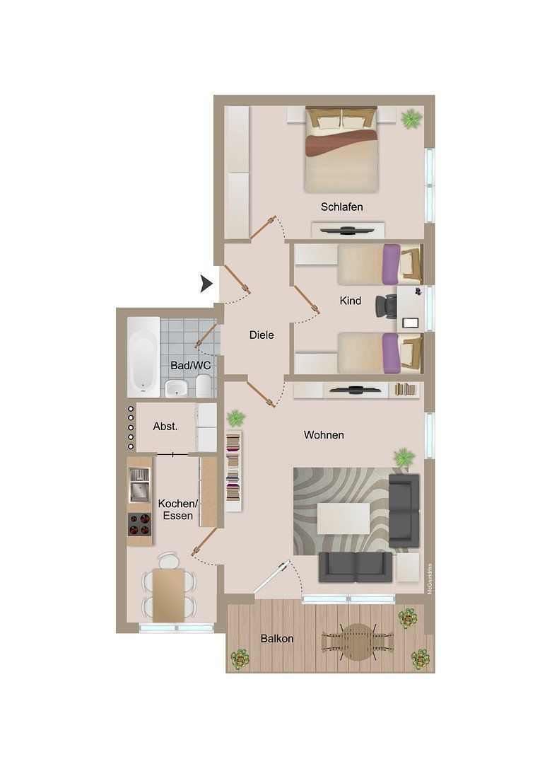 3+1, Glaserweg 10, , Bavorsko, 75 m² - 1