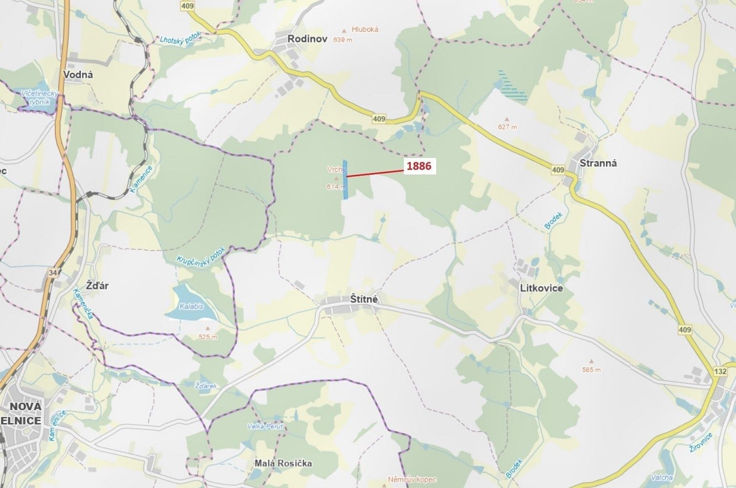 Prodej les - Rodinov, okres Pelhřimov, Kraj Vysočina - 1
