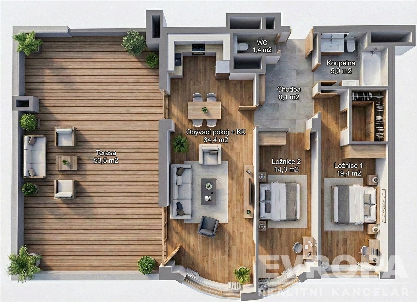 3+kk, Voskovcova, Praha, 83 m²